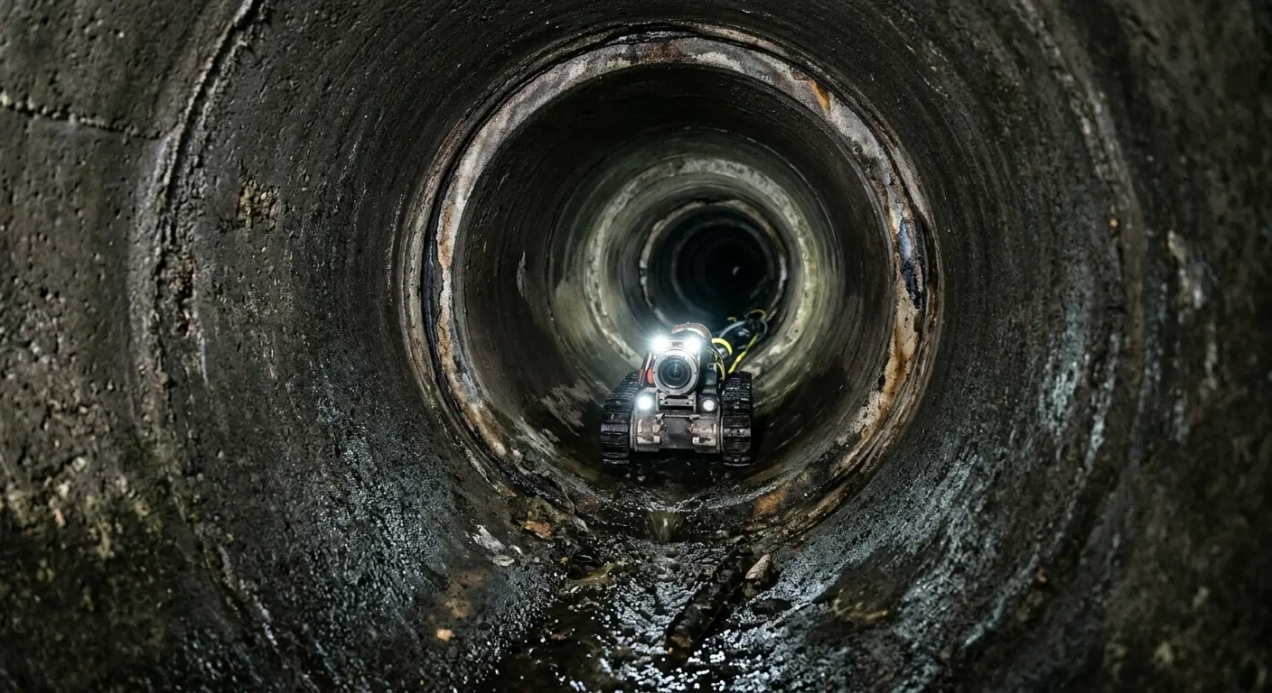 Robotic sewer camera inspecting pipe interior for Sewer Line Cleaning in Nelson